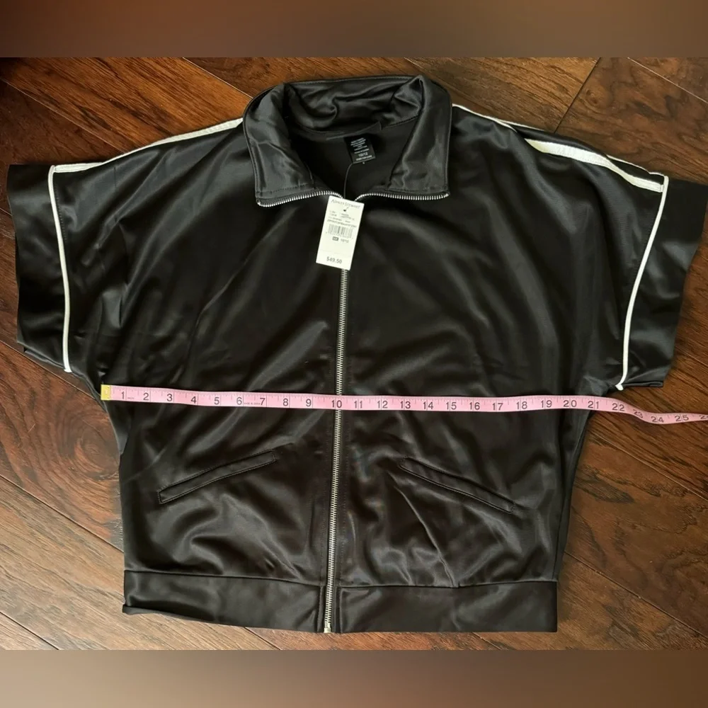 Ashley Stewart Vegan Leather Shirt Jacket color Black size 10 NWT